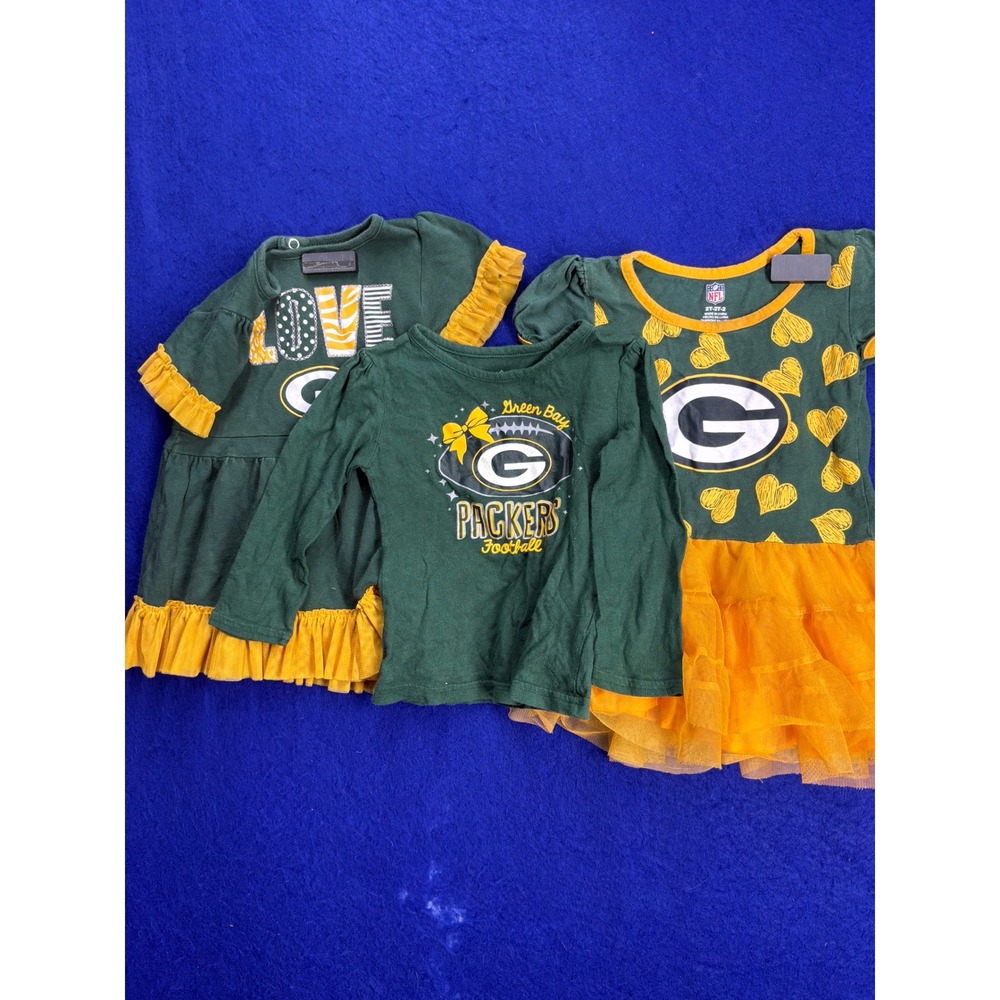 Gameday Toddler NFL Green Bay Packers Dress and Shirt Bundle 24M 2T Green Gold